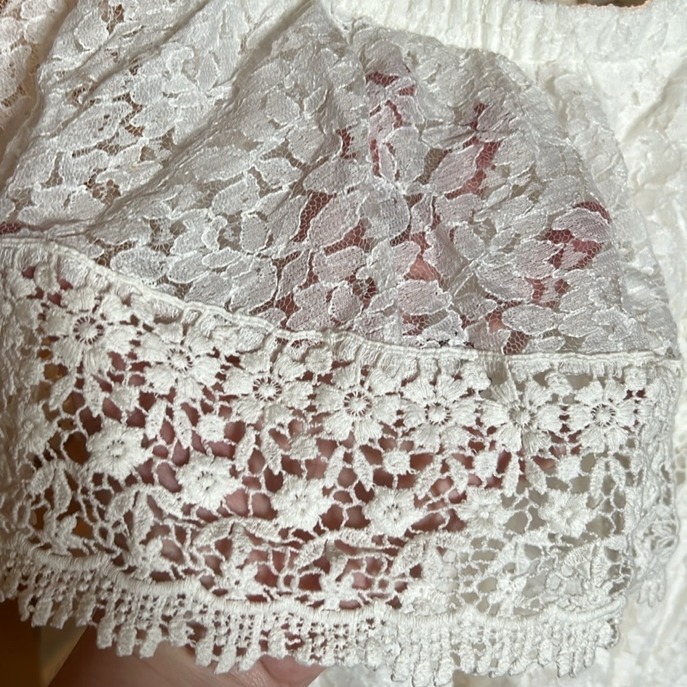 NWT Soft Surroundings Limoges Lace Off Shoulder Ivory Crochet Blouse Size Large - Picture 3 of 9